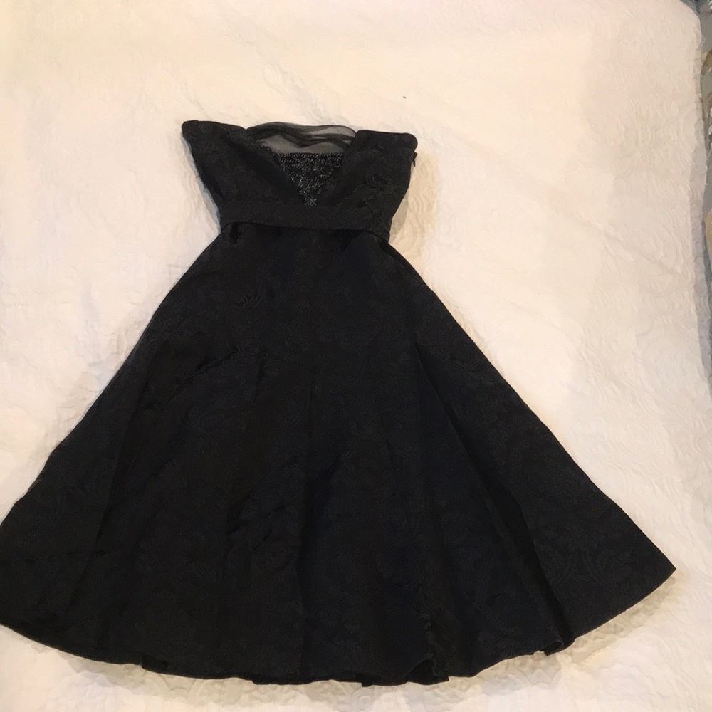 Black strapless Tibi dress